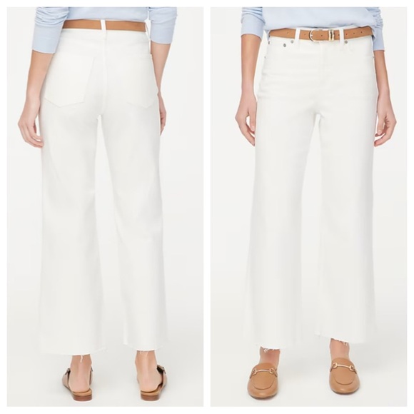 NEW J. CREW Factory Wide-leg cropped jean in all-day stretch Shell White Size 30 - Picture 1 of 7